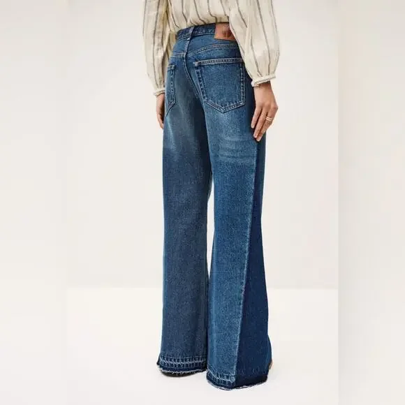 NWT BA&SH Vadou jeans / 2 tone wide flare leg jeans / size 2 - Picture 3 of 9